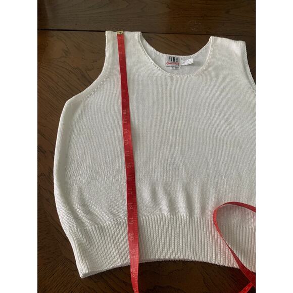 Women's FIA Italia Handwoven Sleeveless Ivory Sweater Vest Top L - Picture 8 of 8